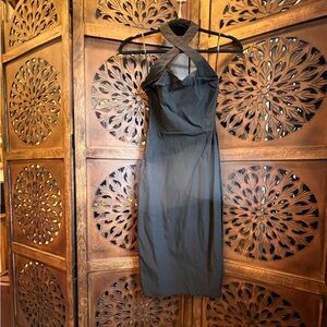 Unique Vintage Black Penelope Wiggle Bodycon Pencil dress (criss cross halter)